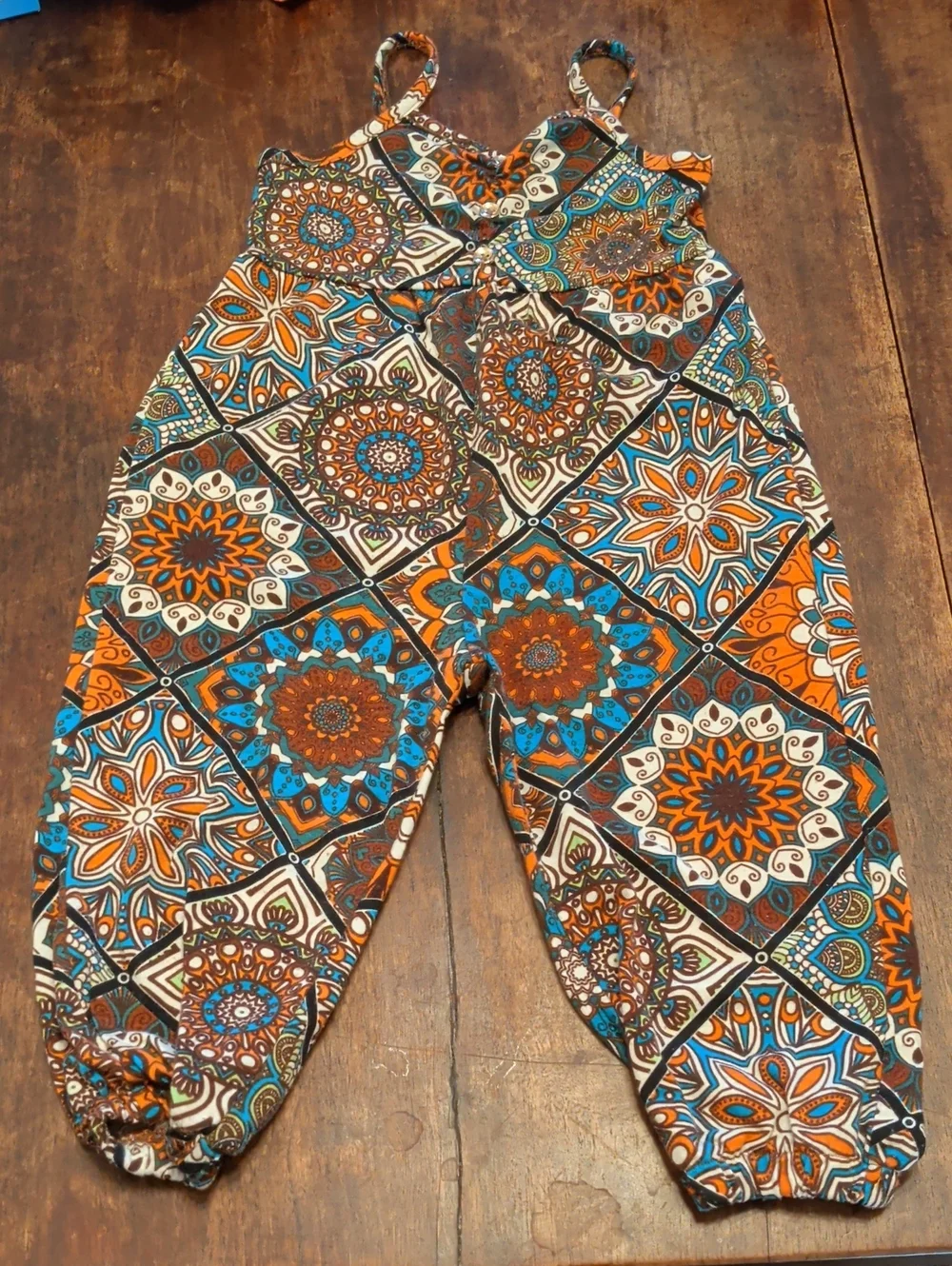 Baby's Bohemian Print Jumpsuit in Teal & Orange